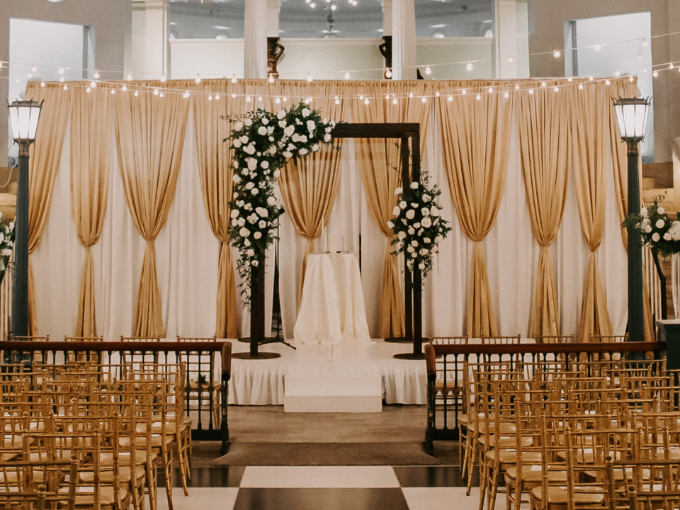 decorated wooden wedding arch