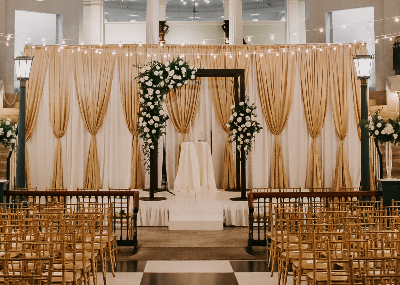 decorated wooden wedding arch